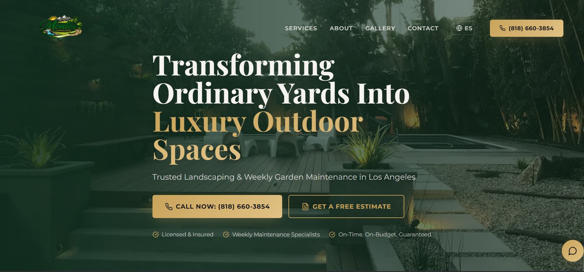 Montes Landscaping website designed by 28thDeveloper